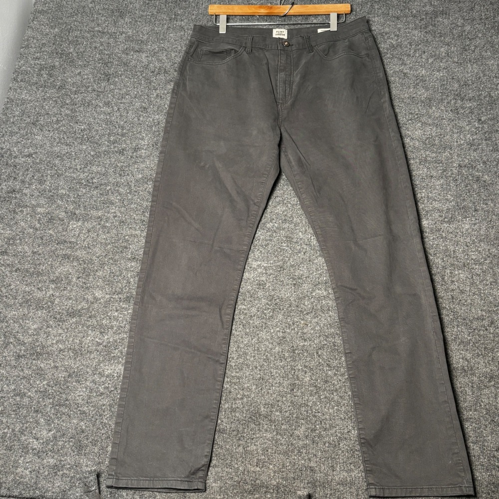 Flint and Tinder 5-Pocket Pants Mens 34x32 GrayTapered Fit Canvas Chino